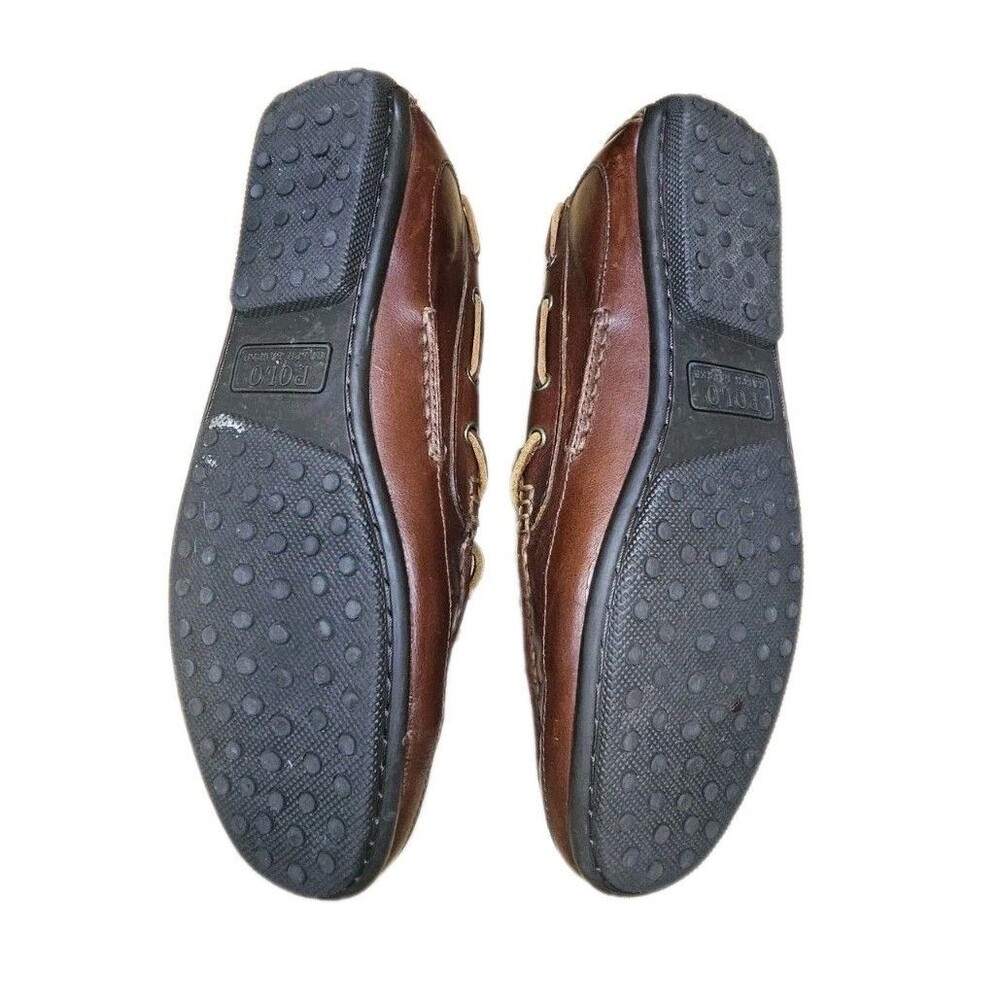 Polo Ralph Lauren Brown Leather Driving Shoes Moccasins Boat Loafers Men 9.5D - Picture 3 of 9